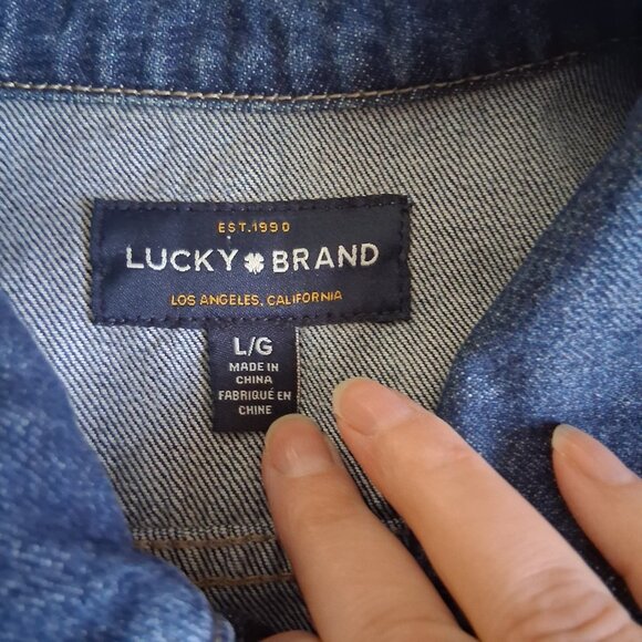 Lucky Brand Women's Size Large Tomboy Trucker Medium Wash Denim Jacket - Picture 8 of 16